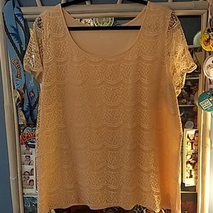 Peach Lace Overlay Top from LB sz 22/24